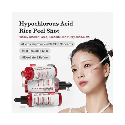 (2set)Hypochlorous Acid Rice Peel Shot For Face Body Gentle Exfoliating Serum for Dead Skin Cells Pore Care Blackheads Excess Sebum Control